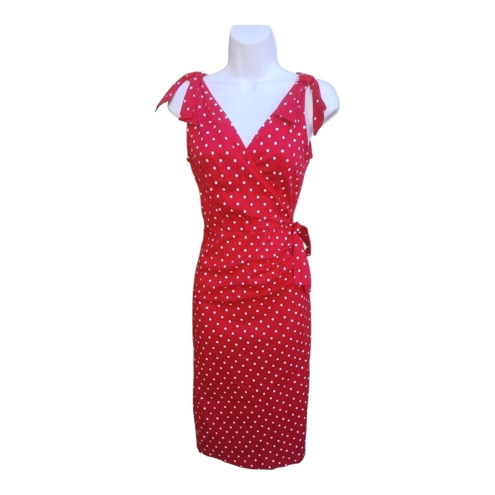 Stop Staring Pin Up Retro 50s Rockabilly Polka Dot Midi Dress S - Picture 2 of 4
